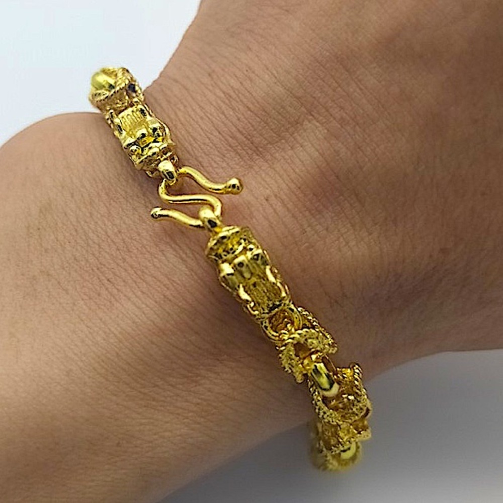 Dragon Hold Plated Byzantine Unisex Bracelet - Picture 5 of 14